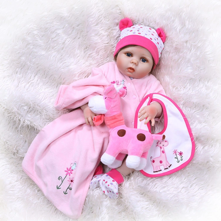 Reborn Baby Dolls Silicone Full Body 22 Inch Girl Doll Lifelike Realistic Bath Toy Birthday Gift Set