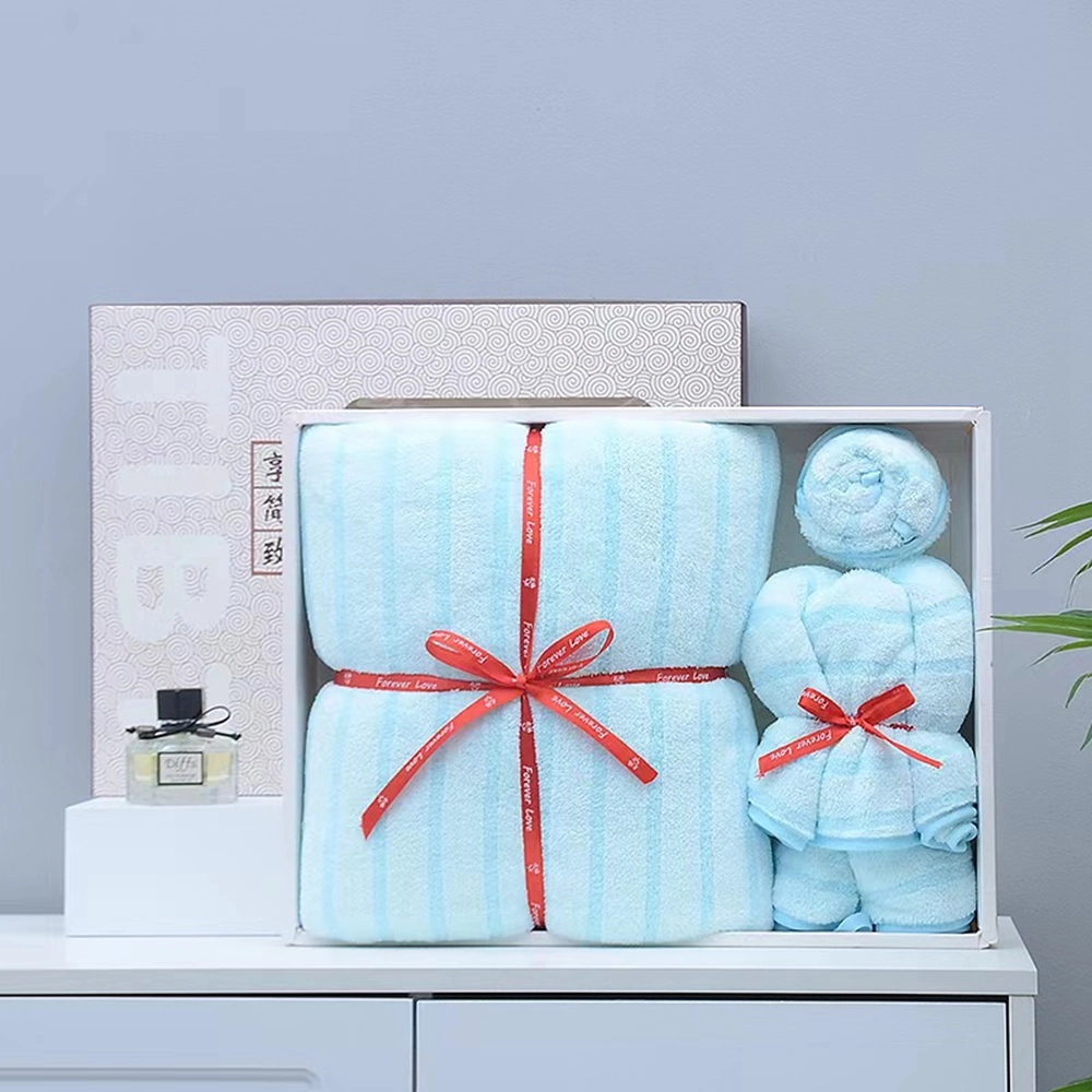 Luxury Velour Microfiber Bath Towel Sets Wholesale in Gift Box of Custom Coral Fleece Towels Bath Set